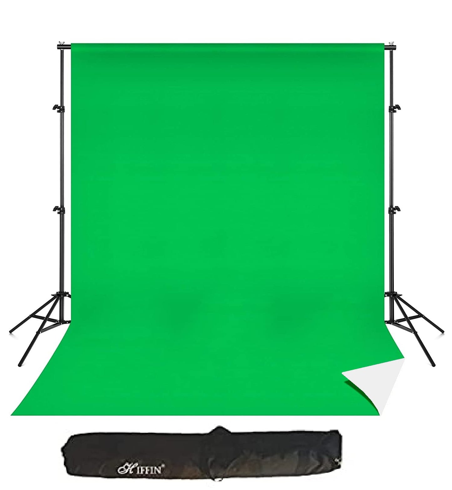 HIFFIN® Green Screen Backdrop with Stand, 8FT X 12FT Wide Green Screen Backdrop with 9 FT x 9 FT Wide Photo Backdrop Stand, Photo Backdrop Stand Kit Include Carry Bag