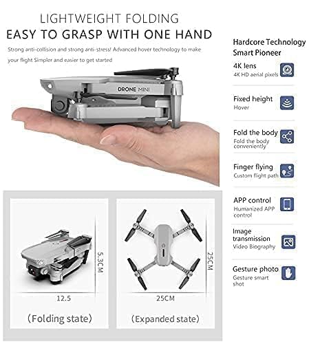 Drone with 4k Camera Foldable 1080P HD Drone with FPV Live Video, Smart Gestures Selfie, Altitude Hold, One Key Take Off/Landing, 3D Series Flips Headless Mode 24 HRS Code Online K1 (Multicolour)