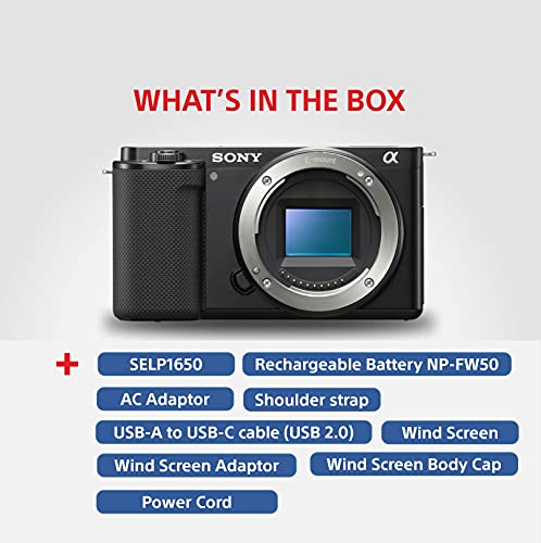 Sony Alpha ZV-E10L 24.2 Mega Pixel Interchangeable-Lens Mirrorless vlog Camera with 16-50 mm Lens, Made for Creators | APS-C Sensor | Advanced Autofocus | Clear Audio & 4K Movie Recording - Black