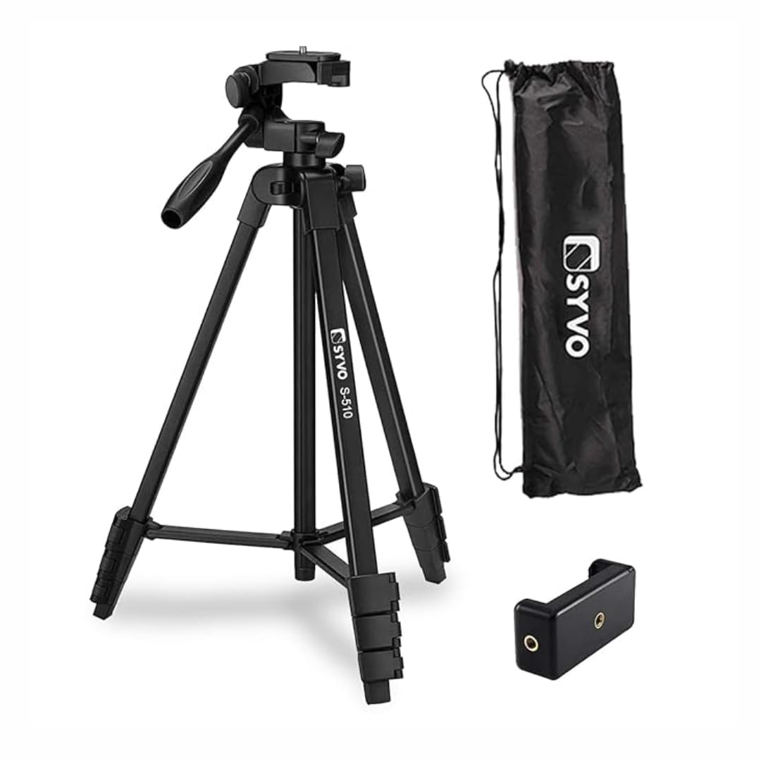 Syvo WT 3130 Aluminum Tripod (133CM), Universal Lightweight Tripod with Mobile Phone Holder Mount & Carry Bag for All Smart Phones, Gopro, Cameras