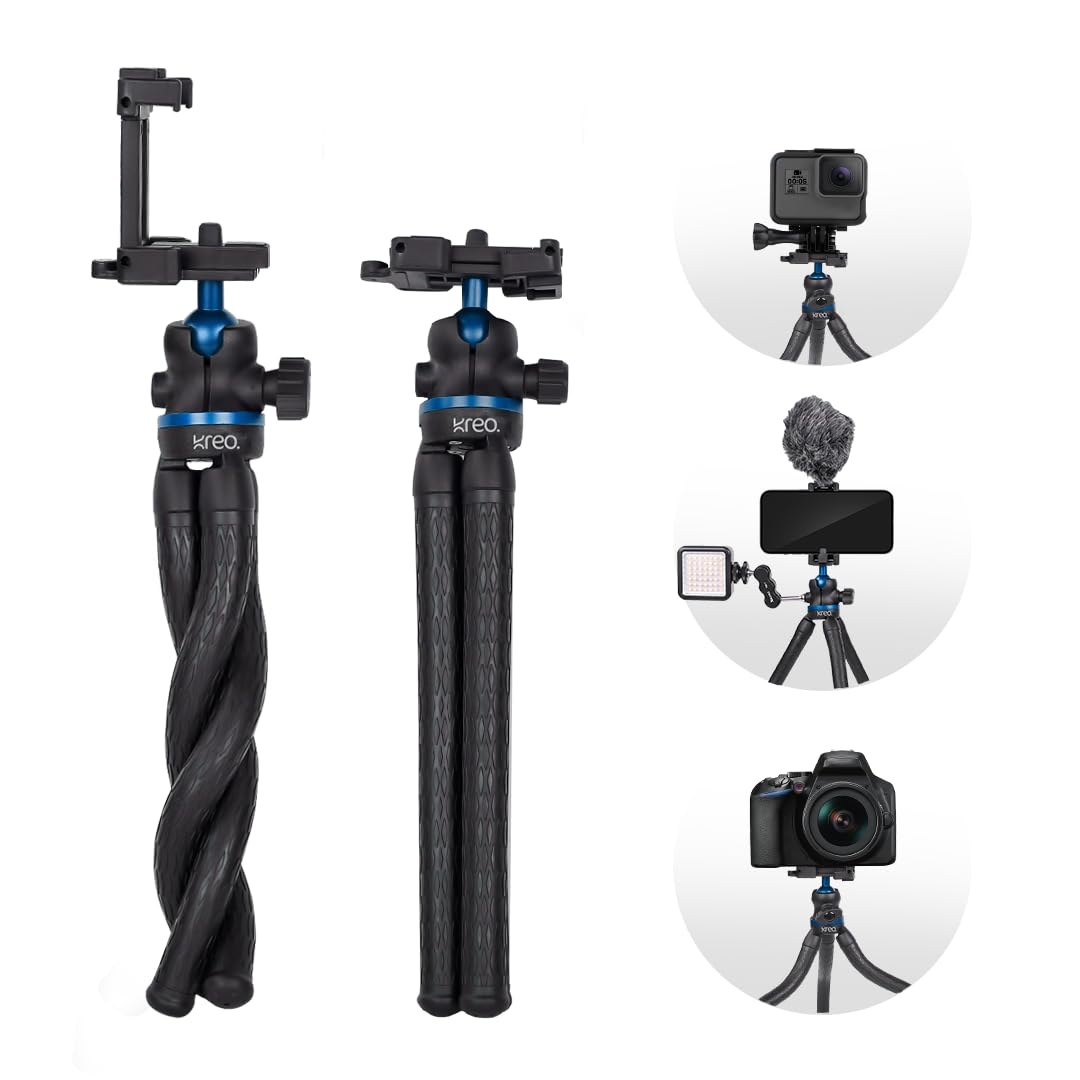 Kreo 1.6m Stayble Tripod Stand with Mobile Phone Holder for Mobile Phone Stand for Ring Lights and Camera Light Stand Tripod for Phone Mobile Stand for Video Recording Camera Stand for Video Shooting