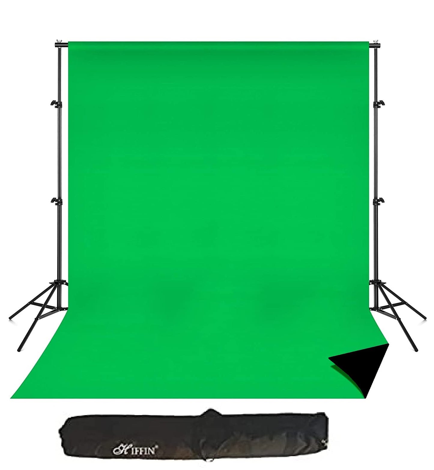 HIFFIN® Green Screen Backdrop with Stand, 8FT X 12FT Wide Green Screen Backdrop with 9 FT x 9 FT Wide Photo Backdrop Stand, Photo Backdrop Stand Kit Include Carry Bag