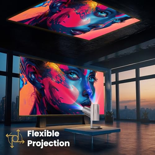 Crossbeats Lumex Cine Smart Home Projector 4k Ultra HD, Native 1080p, Mini Projector for Room,16000 Lumens Android OS, Built-in - Netflix, Prime, YouTube, Portable, Speaker, WiFi, 300" Display Cinema