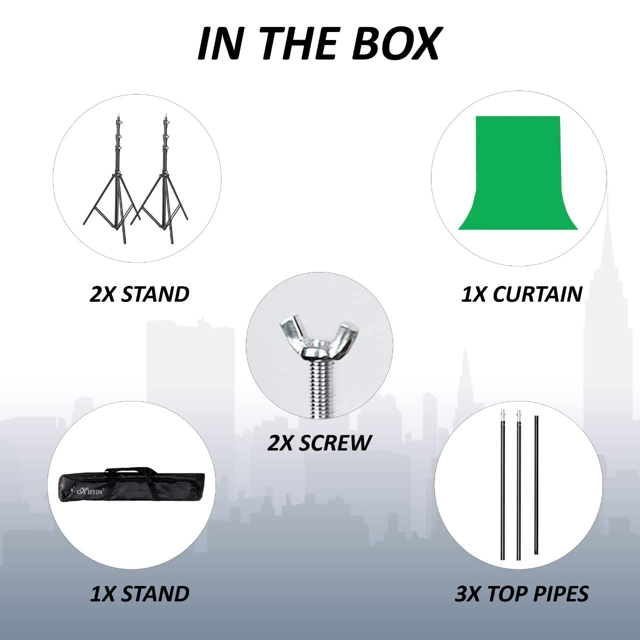 HIFFIN® Green Screen Backdrop with Stand, 8FT X 12FT Wide Green Screen Backdrop with 9 FT x 9 FT Wide Photo Backdrop Stand, Photo Backdrop Stand Kit Include Carry Bag