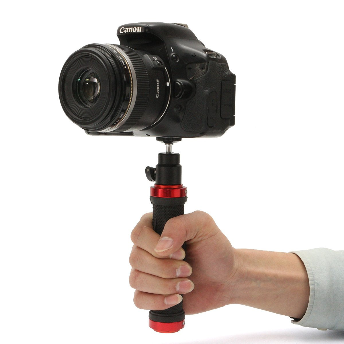 Techzere DSLR Camera/Flash Bracket/Camera LED Light Handheld Rubber Handle Grip Stand Stabiliser with Detachable Ballhead.