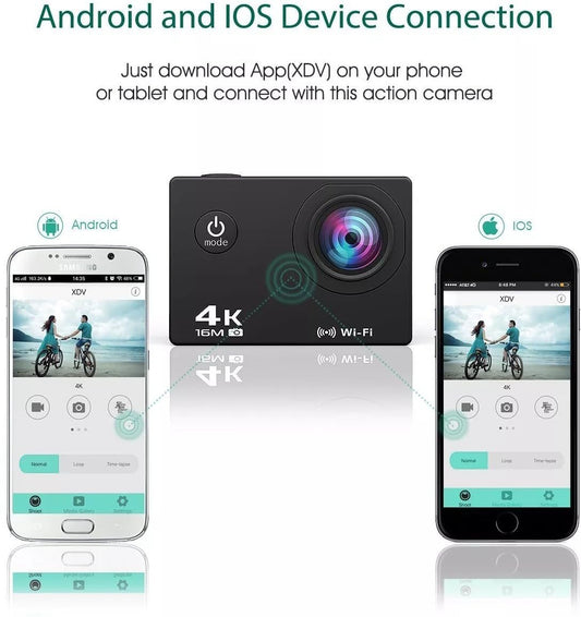 DEATTI4K 30FPS Action Camera Ultra HD Underwater Camera 170 Degree Wide Angle 98FT Waterproof Camera (DECM51)