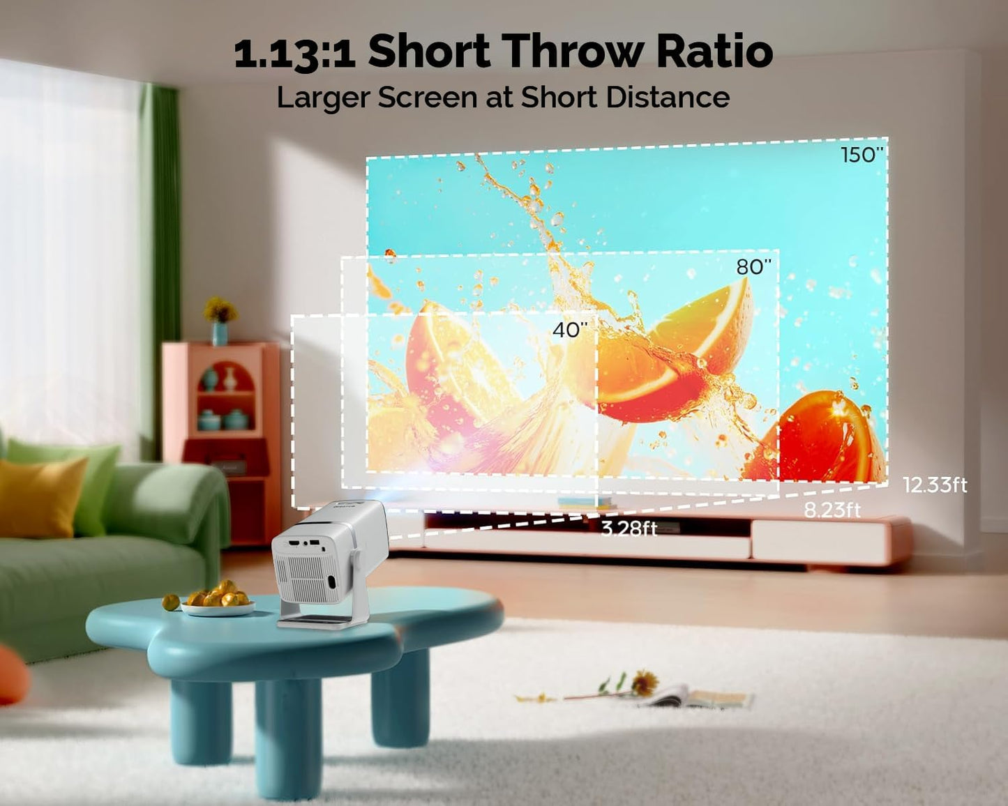 WZATCO Yuva Go Plus, Full HD 1080p Native, Android 13.0 Smart Home Projector 4k Ultra HD, Rotatable Design, Auto & 4D Keystone with Netflix, Prime etc, WiFi 6 & BT, Screen Mirroring, ARC, White