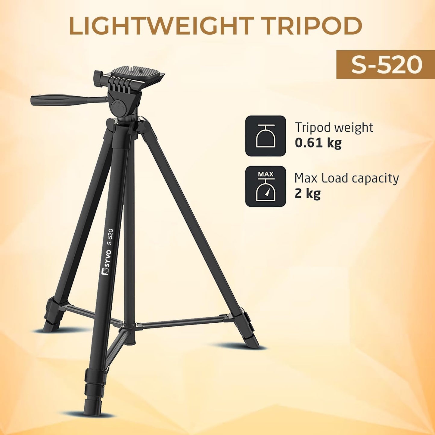 Syvo WT 3130 Aluminum Tripod (133CM), Universal Lightweight Tripod with Mobile Phone Holder Mount & Carry Bag for All Smart Phones, Gopro, Cameras