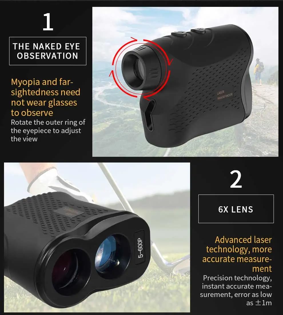 XPR3SS 1000M (1094 Yards) 6X Optical Lens Rangefinder Laser Distance Meter for Golf Slope Hunting Survey Travel Sightseeing Speed Measurement Angle & Height Measurement