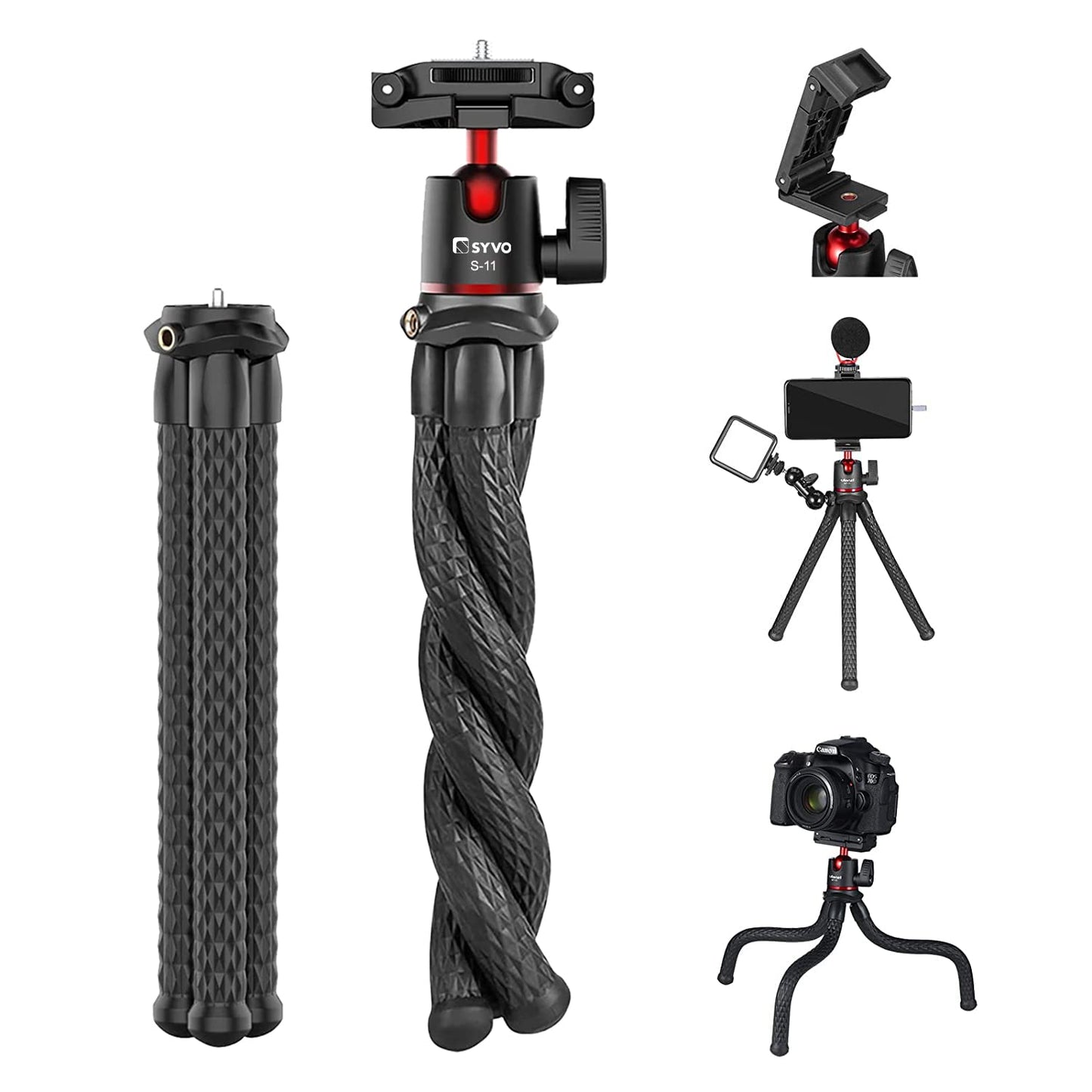 Syvo WT 3130 Aluminum Tripod (133CM), Universal Lightweight Tripod with Mobile Phone Holder Mount & Carry Bag for All Smart Phones, Gopro, Cameras