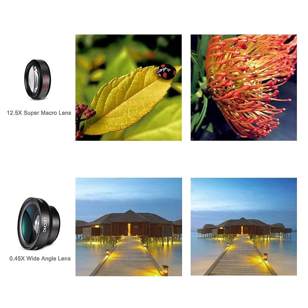 MAXXOX Mobile Camera Lens, 0.45X Super Wide Angle Lens, 15X Macro Lens, Clip-On 2 in 1 Professional Kit for TIK Tok, Vlog, YouTube, Reels Compatible with All Smartphones-(Black)