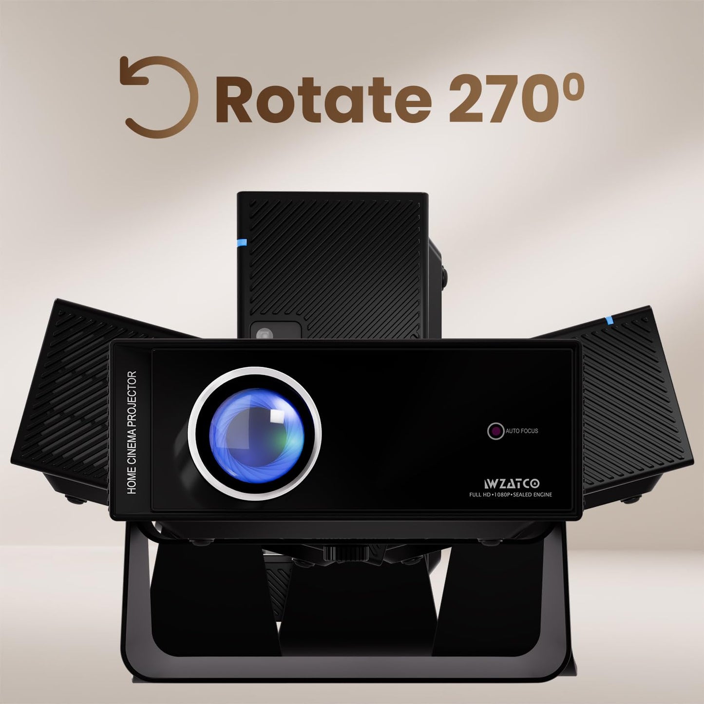 WZATCO Yuva Go Plus, Full HD 1080p Native, Android 13.0 Smart Home Projector 4k Ultra HD, Rotatable Design, Auto & 4D Keystone with Netflix, Prime etc, WiFi 6 & BT, Screen Mirroring, ARC, White