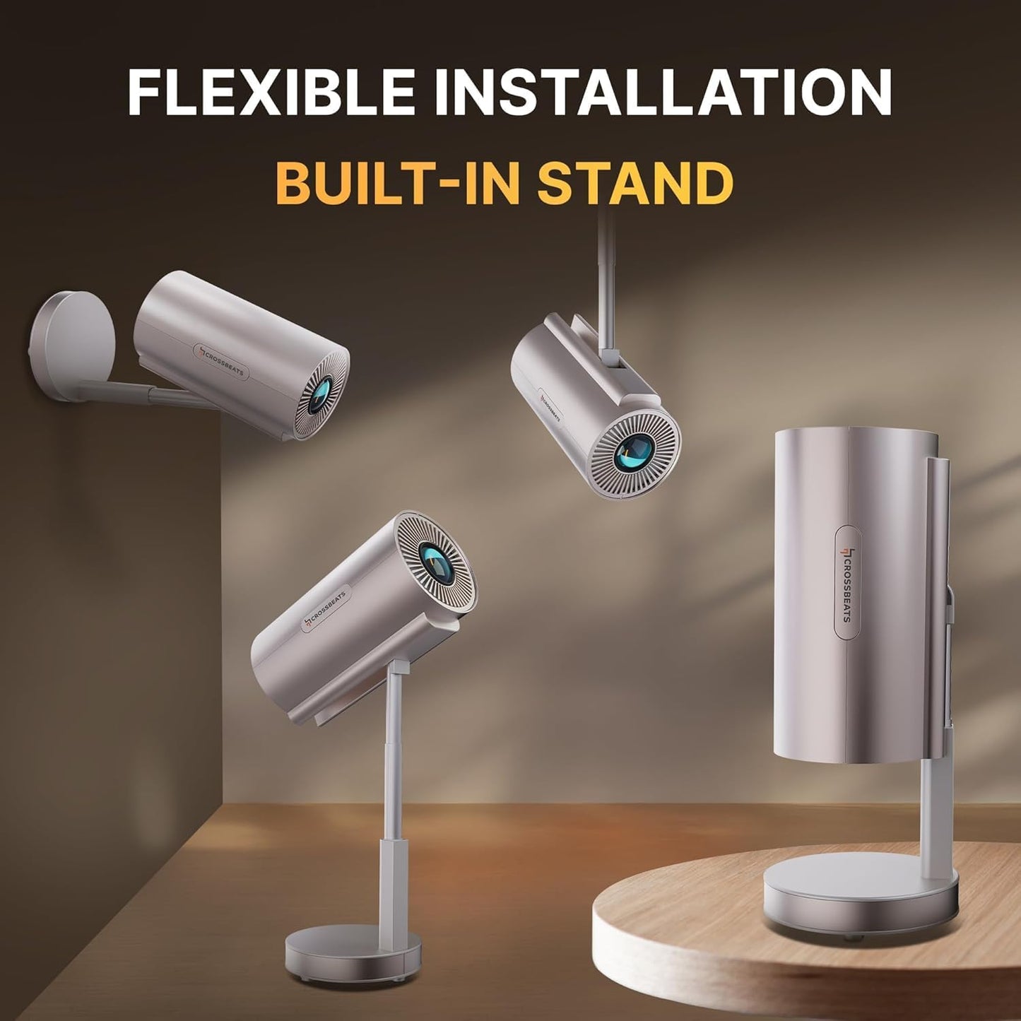 Crossbeats Lumex Cine Smart Home Projector 4k Ultra HD, Native 1080p, Mini Projector for Room,16000 Lumens Android OS, Built-in - Netflix, Prime, YouTube, Portable, Speaker, WiFi, 300" Display Cinema