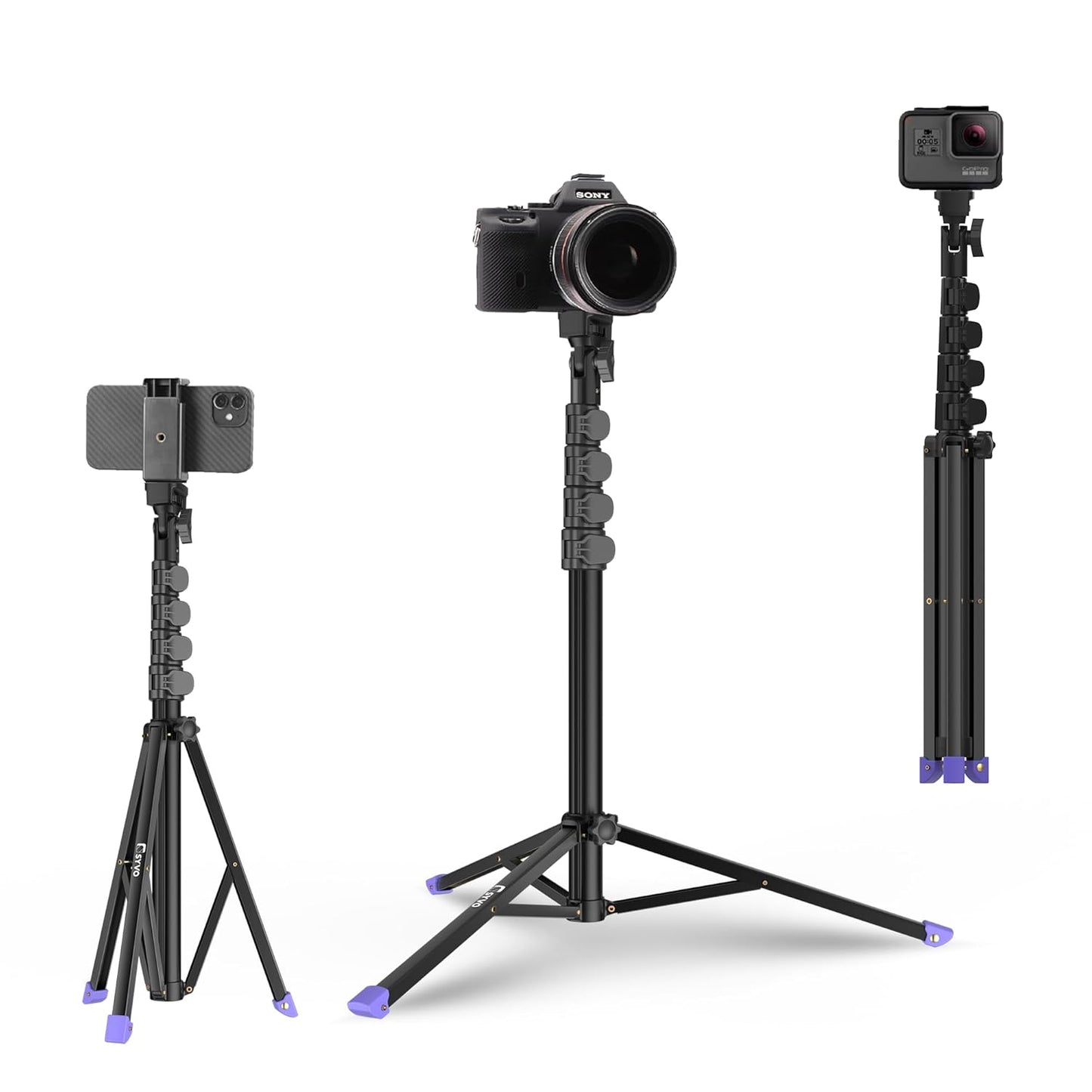 Syvo WT 3130 Aluminum Tripod (133CM), Universal Lightweight Tripod with Mobile Phone Holder Mount & Carry Bag for All Smart Phones, Gopro, Cameras