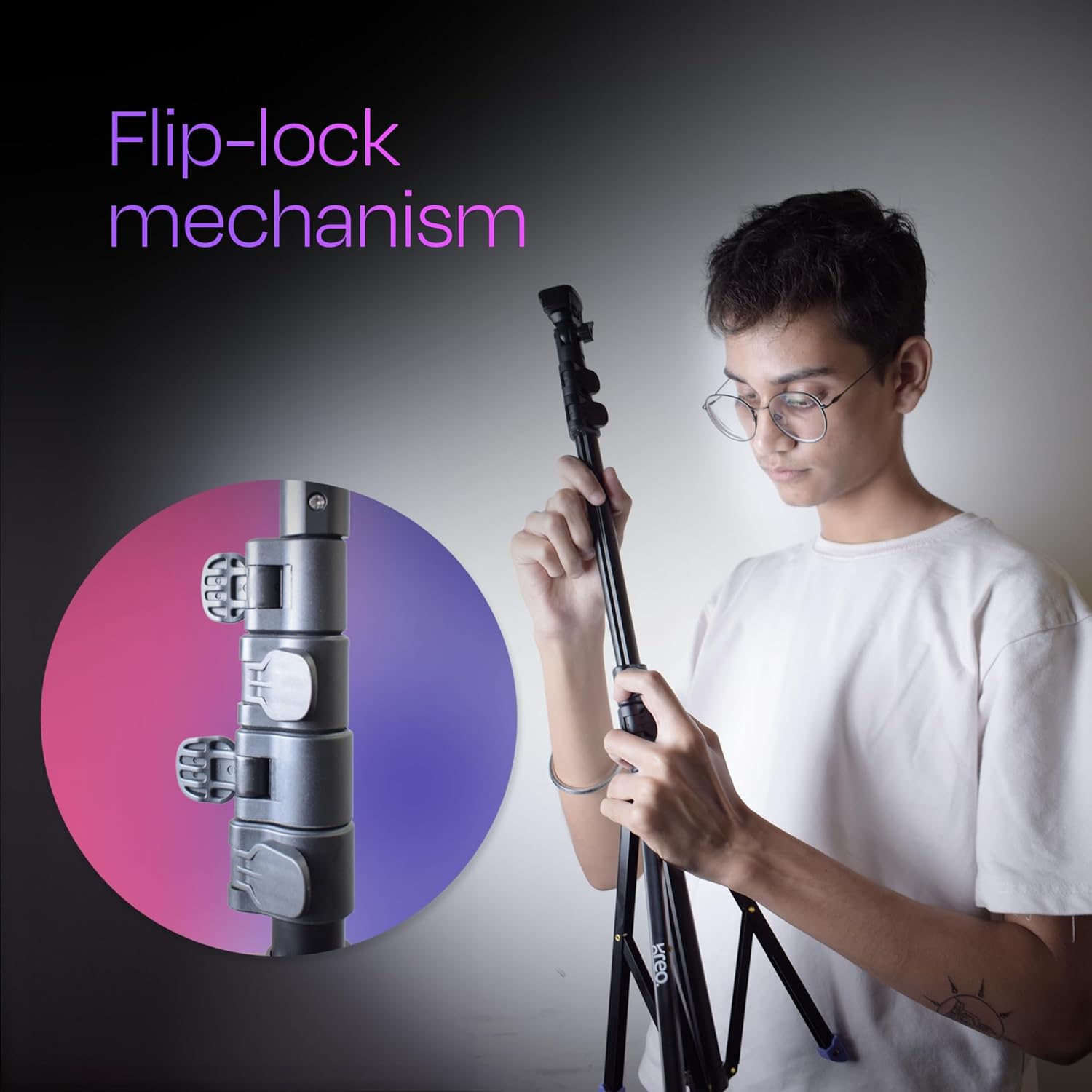 Kreo 1.6m Stayble Tripod Stand with Mobile Phone Holder for Mobile Phone Stand for Ring Lights and Camera Light Stand Tripod for Phone Mobile Stand for Video Recording Camera Stand for Video Shooting