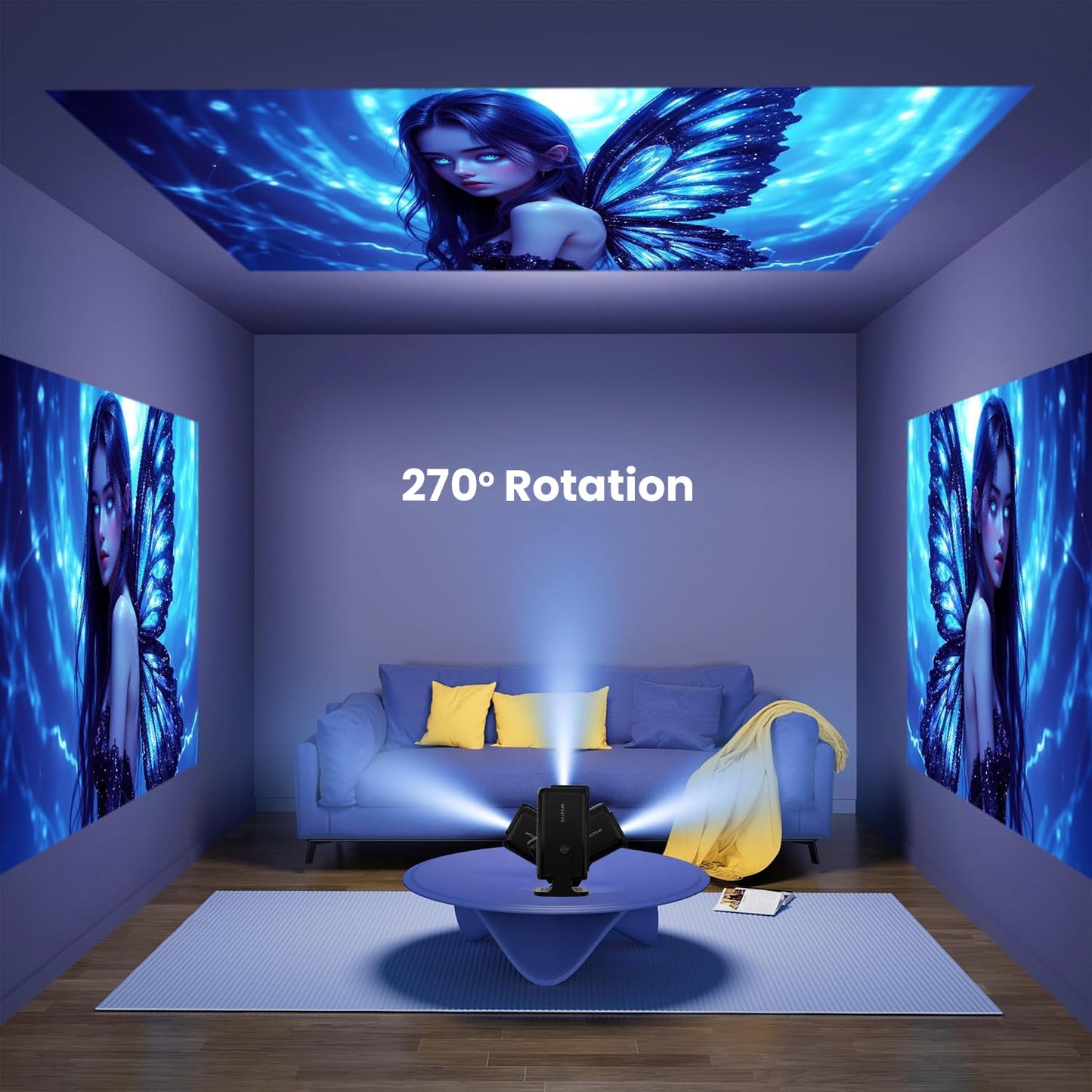 WZATCO Yuva Go Plus, Full HD 1080p Native, Android 13.0 Smart Home Projector 4k Ultra HD, Rotatable Design, Auto & 4D Keystone with Netflix, Prime etc, WiFi 6 & BT, Screen Mirroring, ARC, White