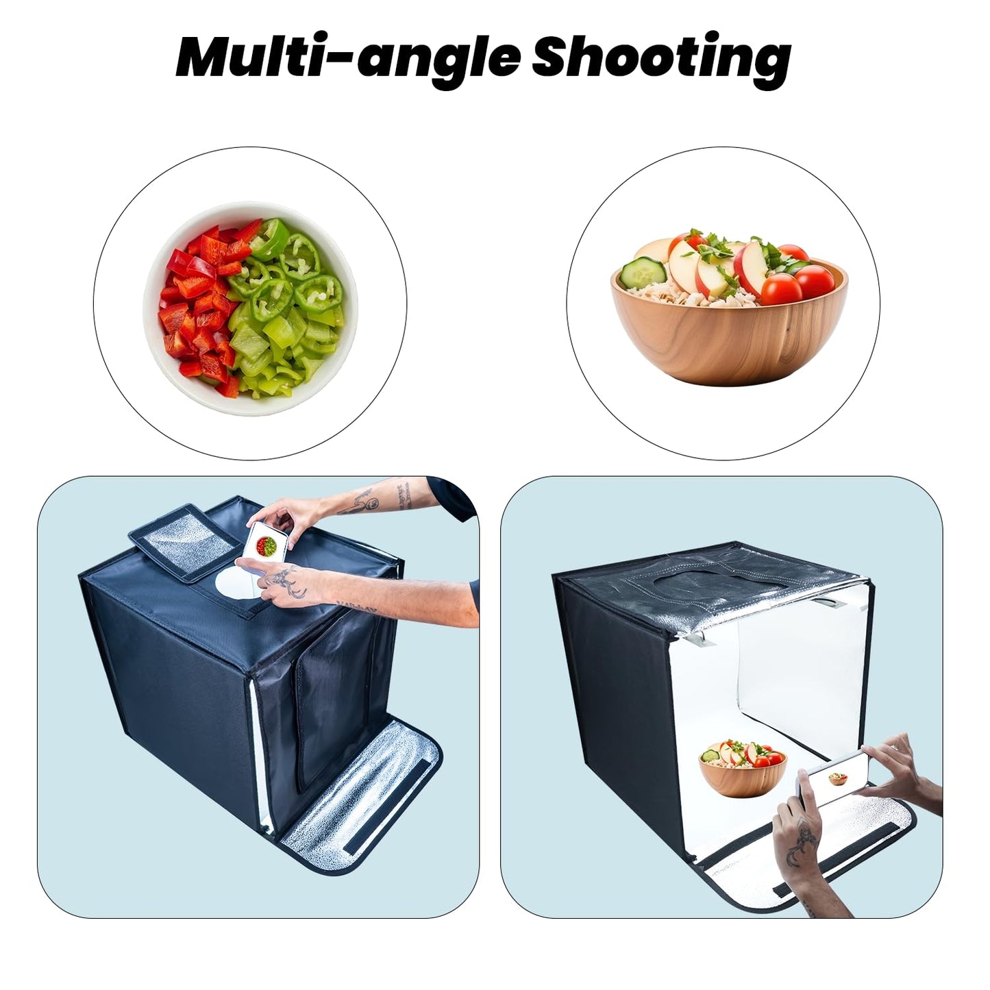 HIFFIN 60x60cm Portable Photo Studio Light Box, Professional Dimmable Tent with 288 High CRI Dual Magnet LED Lights, 5 Backdrops & Controller Adapter for Product Photography