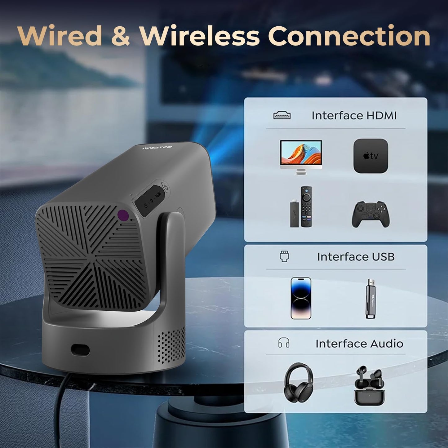 WZATCO Yuva Go Plus, Full HD 1080p Native, Android 13.0 Smart Home Projector 4k Ultra HD, Rotatable Design, Auto & 4D Keystone with Netflix, Prime etc, WiFi 6 & BT, Screen Mirroring, ARC, White