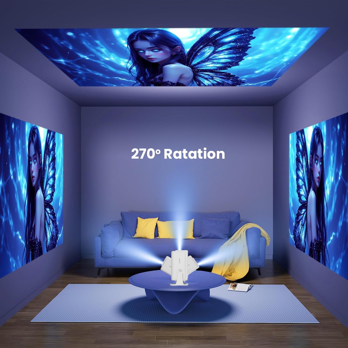 WZATCO Yuva Go Plus, Full HD 1080p Native, Android 13.0 Smart Home Projector 4k Ultra HD, Rotatable Design, Auto & 4D Keystone with Netflix, Prime etc, WiFi 6 & BT, Screen Mirroring, ARC, White