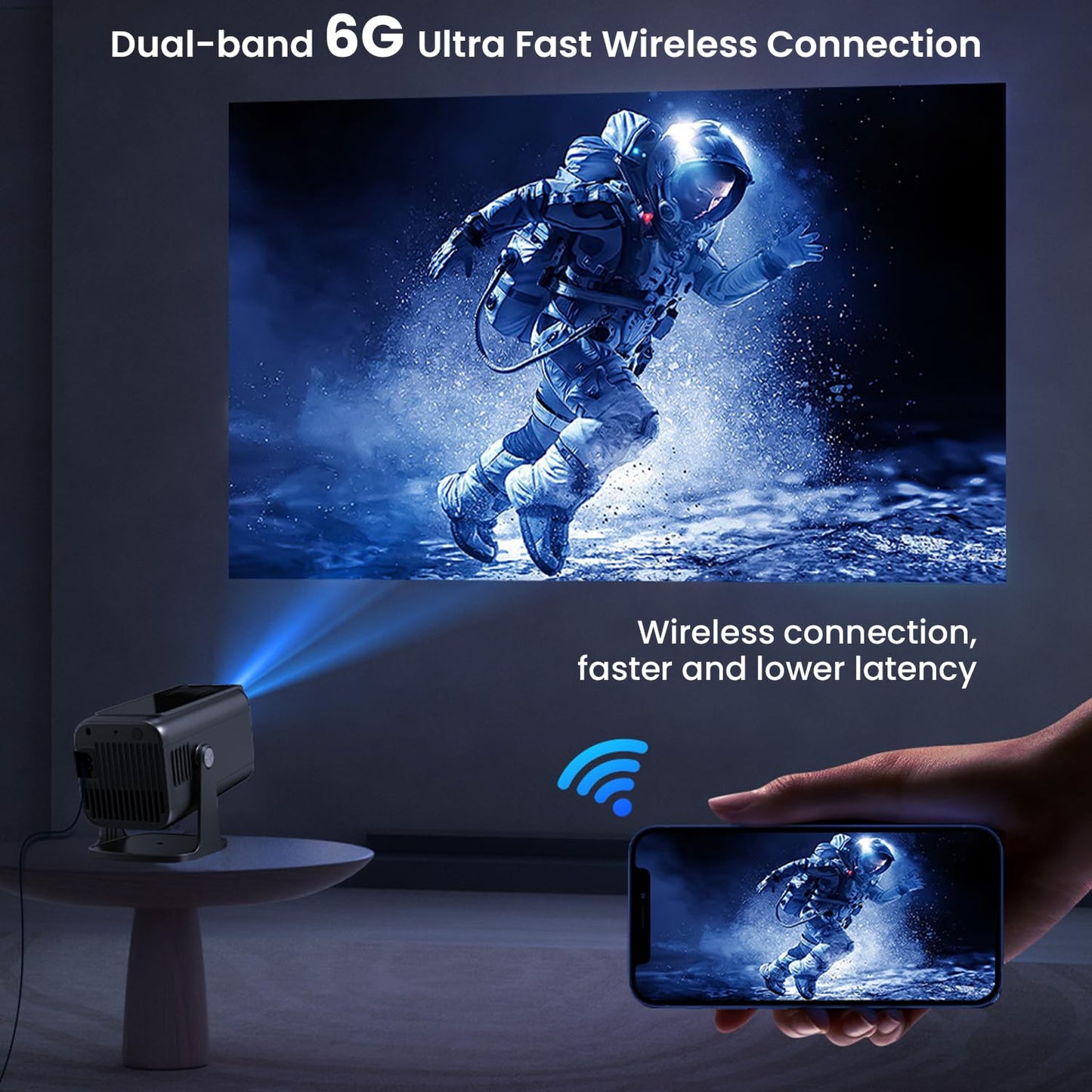 WZATCO Yuva Go Plus, Full HD 1080p Native, Android 13.0 Smart Home Projector 4k Ultra HD, Rotatable Design, Auto & 4D Keystone with Netflix, Prime etc, WiFi 6 & BT, Screen Mirroring, ARC, White