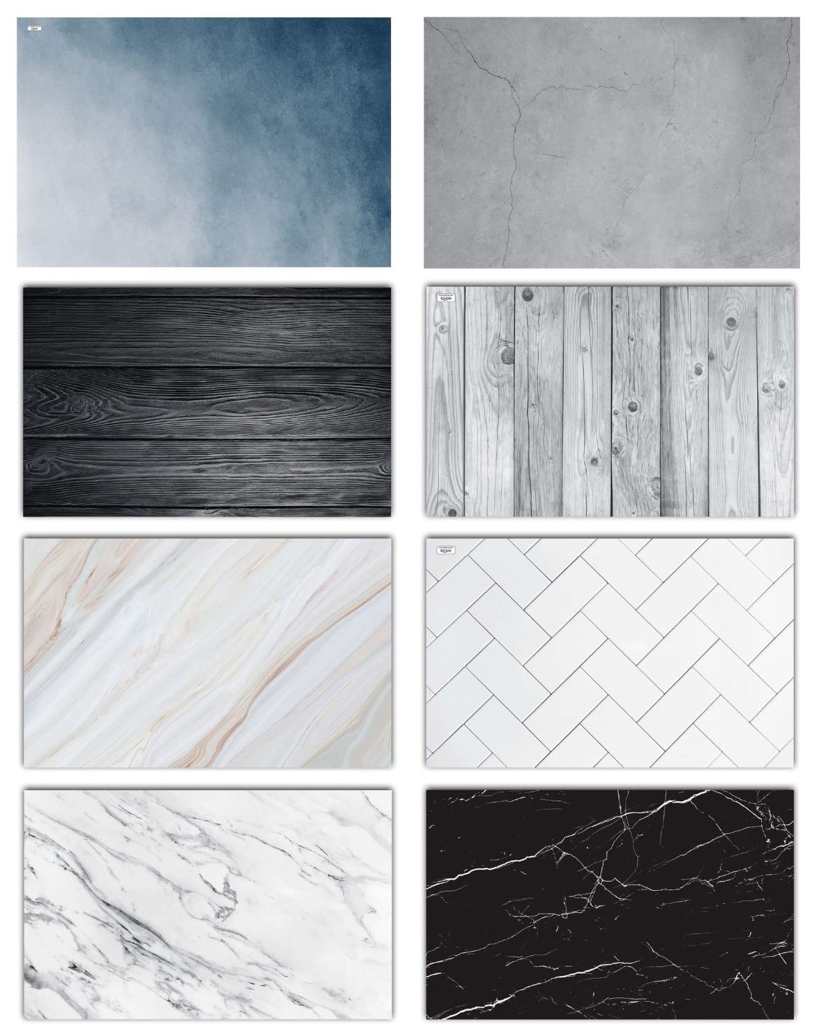 Premium Flatlay Tabletop Photography Backdrop Background, Double Sided Waterproof Paper for Food, Small Product Professional Photo Shoot (56x90cm, Pack of 4) 8 Designs (November)