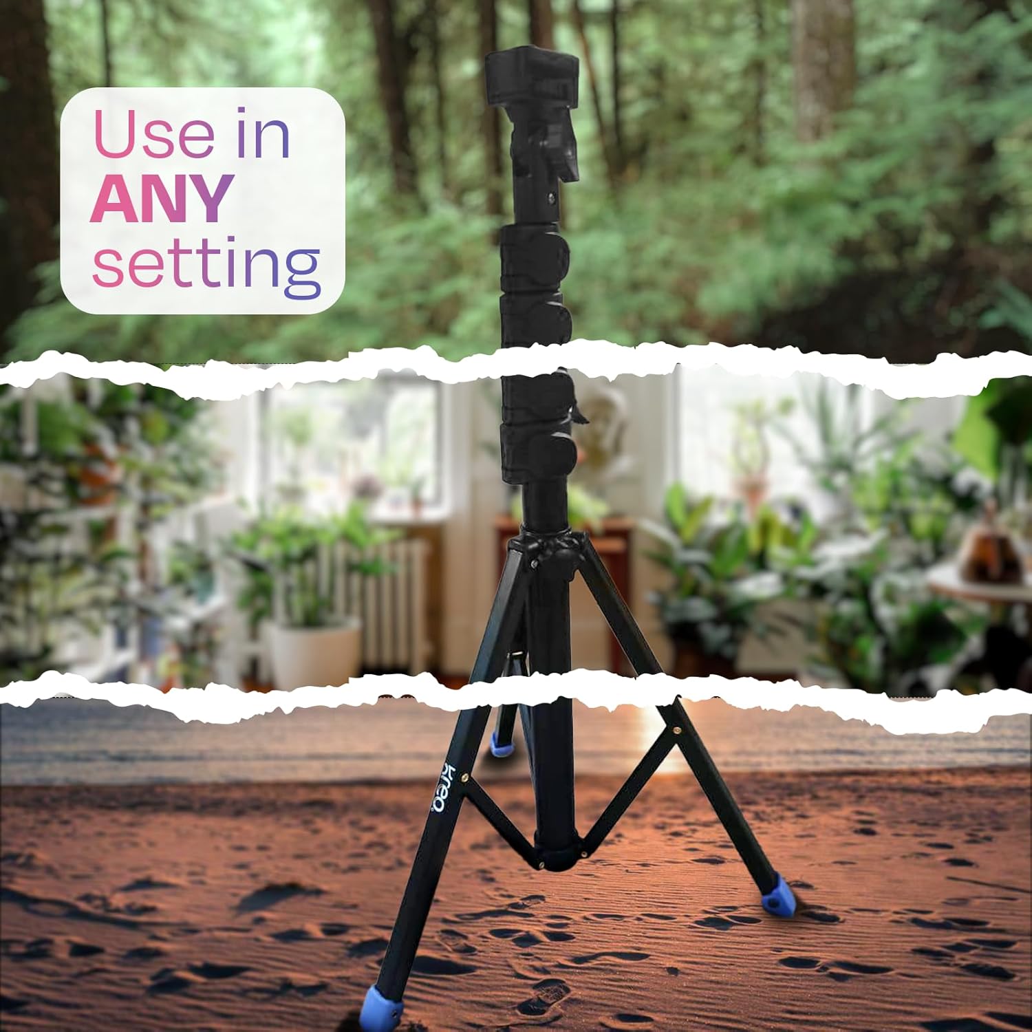 Kreo 1.6m Stayble Tripod Stand with Mobile Phone Holder for Mobile Phone Stand for Ring Lights and Camera Light Stand Tripod for Phone Mobile Stand for Video Recording Camera Stand for Video Shooting