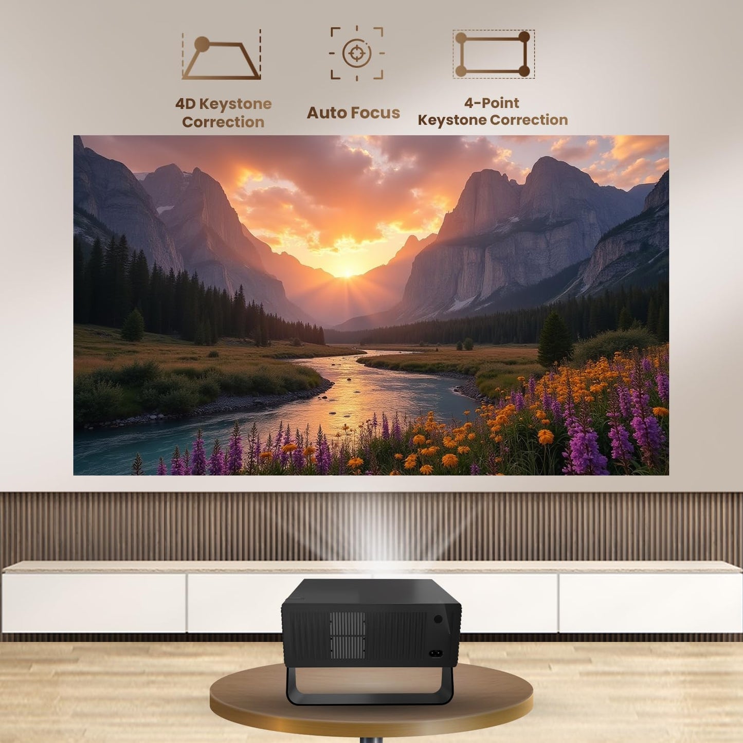 WZATCO Yuva Go Plus, Full HD 1080p Native, Android 13.0 Smart Home Projector 4k Ultra HD, Rotatable Design, Auto & 4D Keystone with Netflix, Prime etc, WiFi 6 & BT, Screen Mirroring, ARC, White