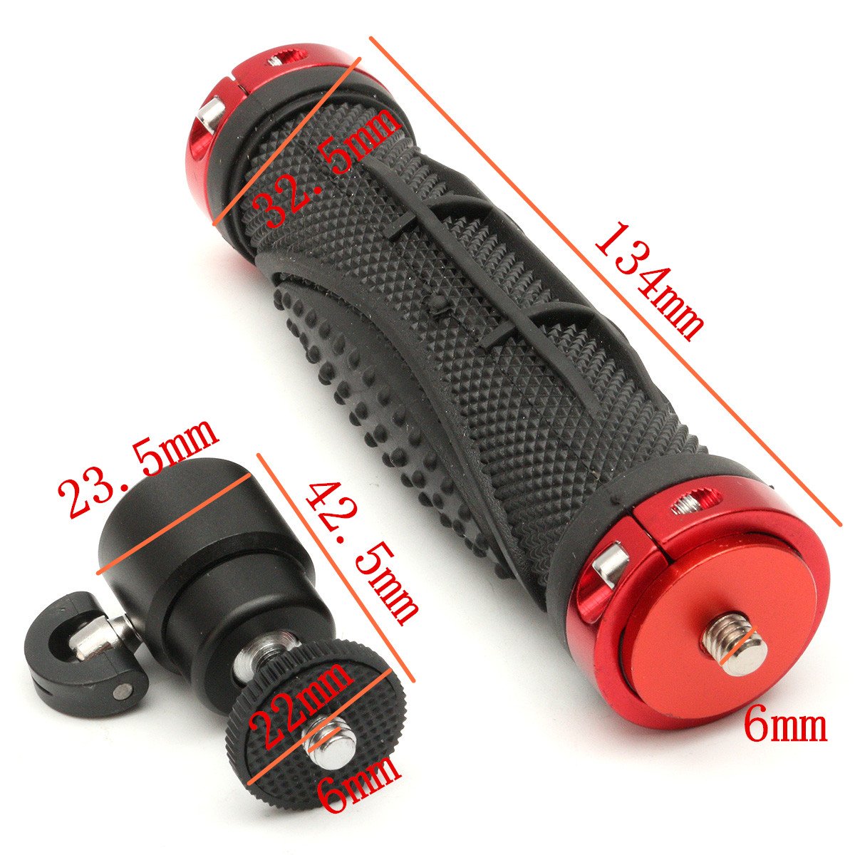 Techzere DSLR Camera/Flash Bracket/Camera LED Light Handheld Rubber Handle Grip Stand Stabiliser with Detachable Ballhead.