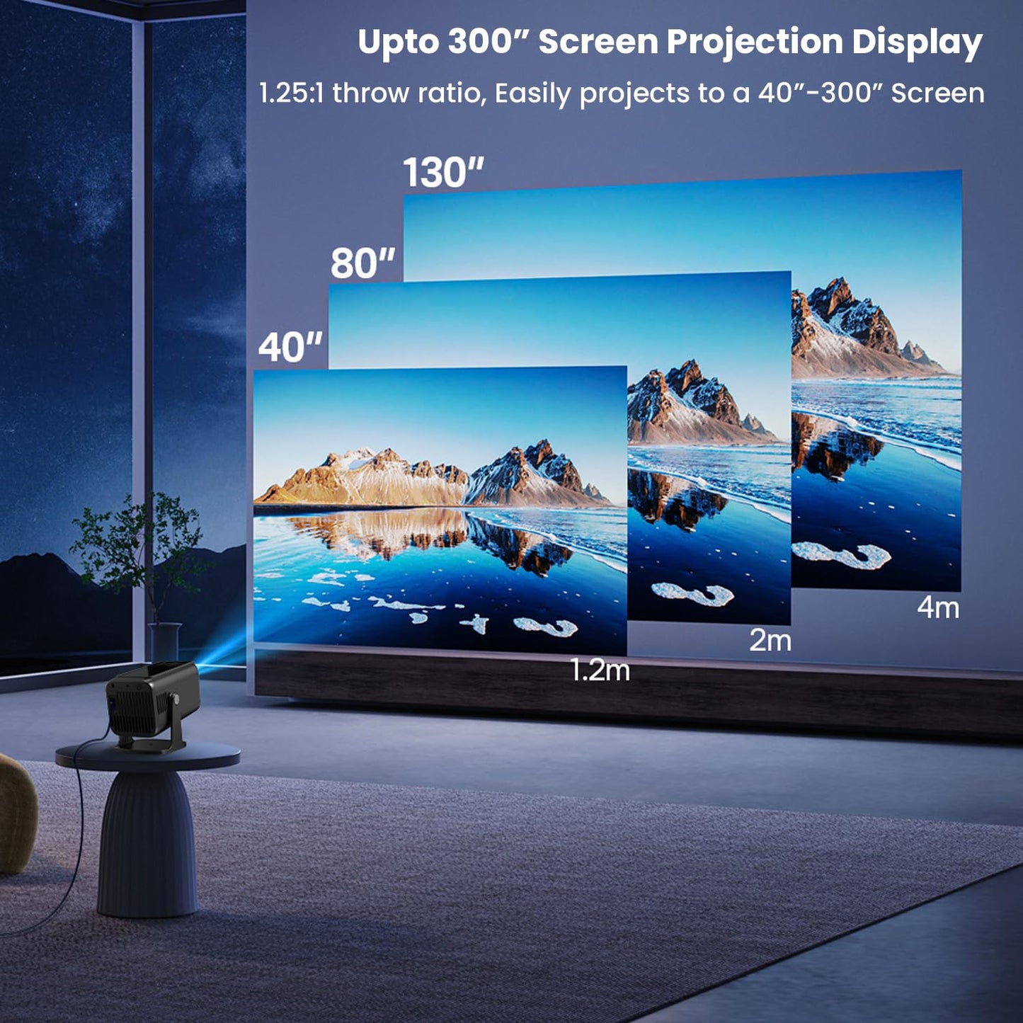 WZATCO Yuva Go Plus, Full HD 1080p Native, Android 13.0 Smart Home Projector 4k Ultra HD, Rotatable Design, Auto & 4D Keystone with Netflix, Prime etc, WiFi 6 & BT, Screen Mirroring, ARC, White