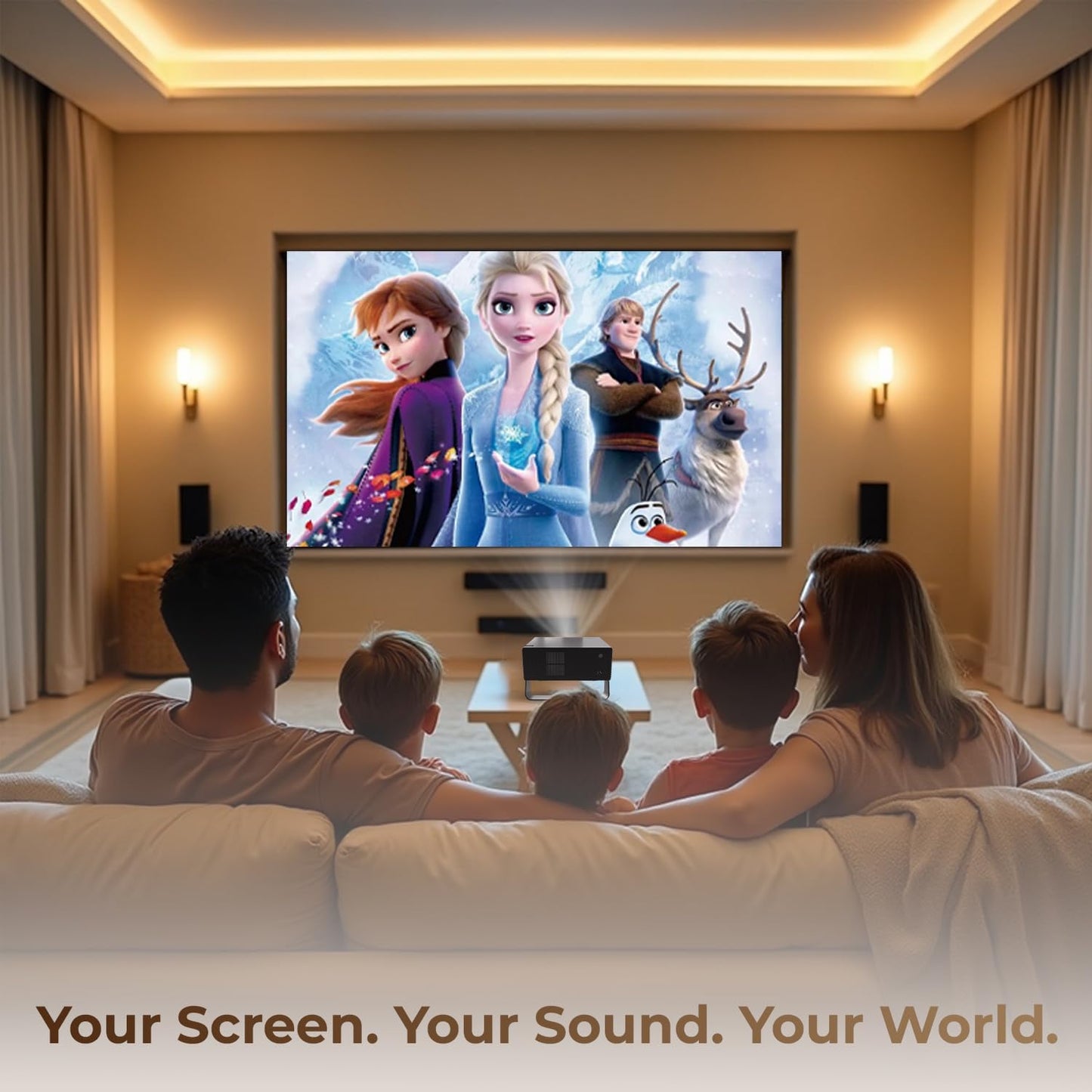 WZATCO Yuva Go Plus, Full HD 1080p Native, Android 13.0 Smart Home Projector 4k Ultra HD, Rotatable Design, Auto & 4D Keystone with Netflix, Prime etc, WiFi 6 & BT, Screen Mirroring, ARC, White