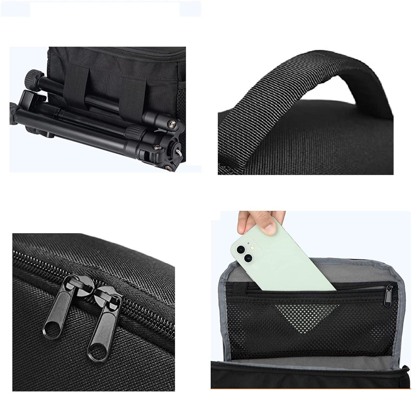 Dyazo Water Resistant Camera Bag/Case Shoulder Strap Space for Photography Lens and Accessories Compatible for Nikon, Canon, Sony, Panasonic, Samsung & Other SLR/DSLR etc (Black & Silver)