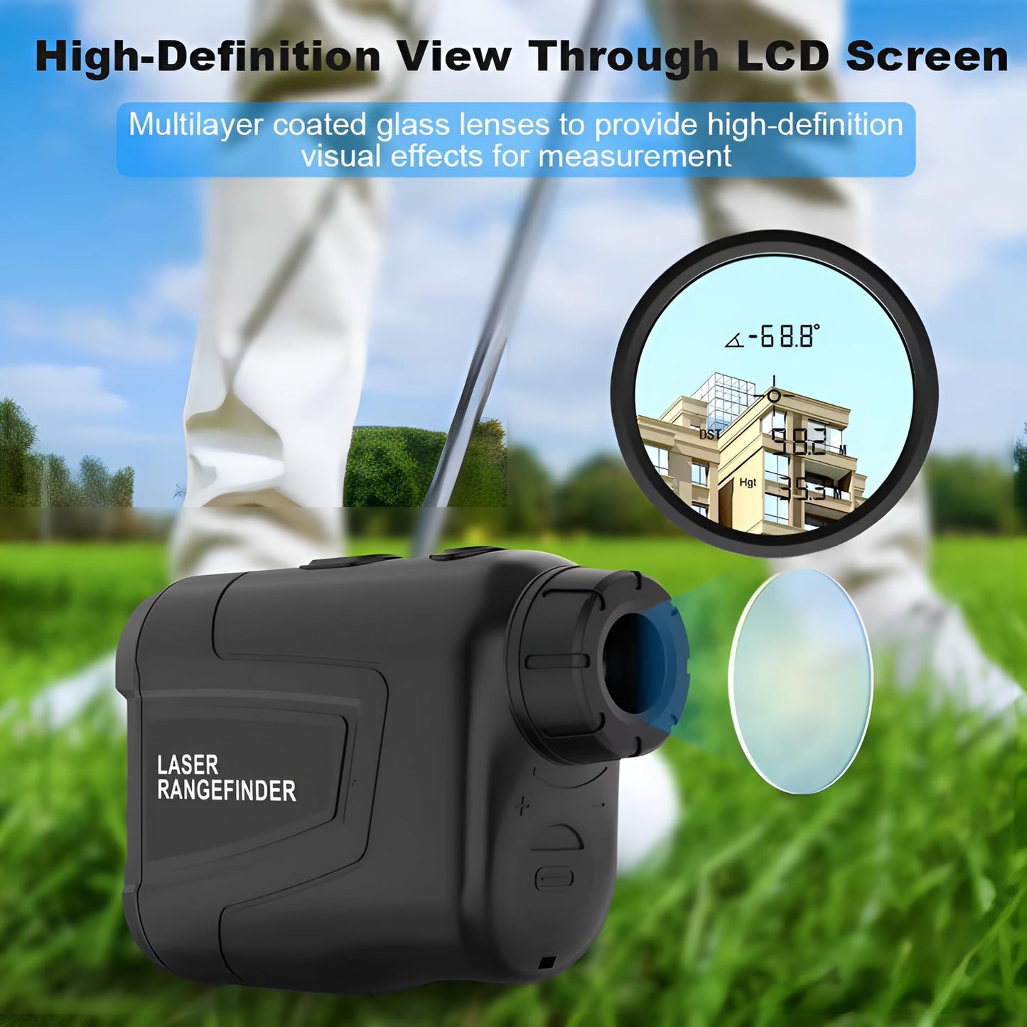 XPR3SS 1000M (1094 Yards) 6X Optical Lens Rangefinder Laser Distance Meter for Golf Slope Hunting Survey Travel Sightseeing Speed Measurement Angle & Height Measurement