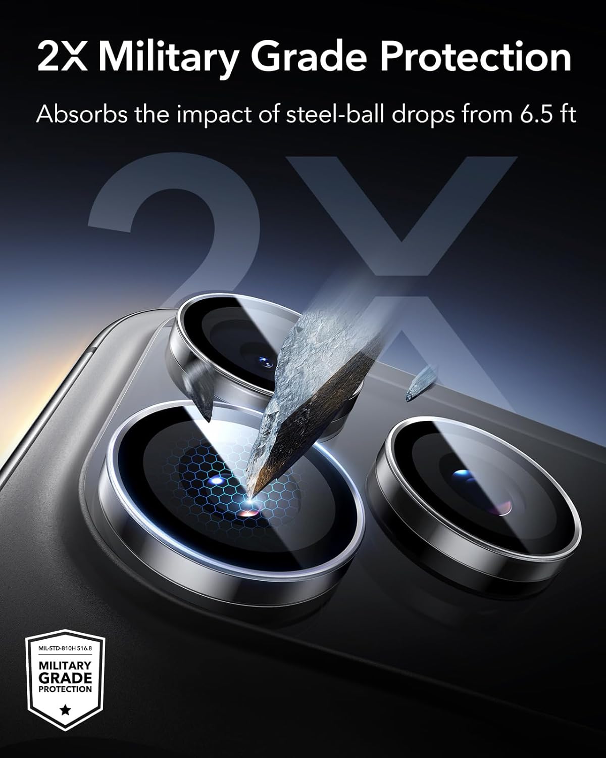 ESR for iPhone 17 Pro Max/17 Pro/16 Pro Max/16 Pro/15 Pro Max/15 Pro/14 Pro Max/14 Pro Camera Lens Protectors, Tough HD Individual Tempered Glass, Scratch Resistant, Armorite Series, 1 Pack, Clear