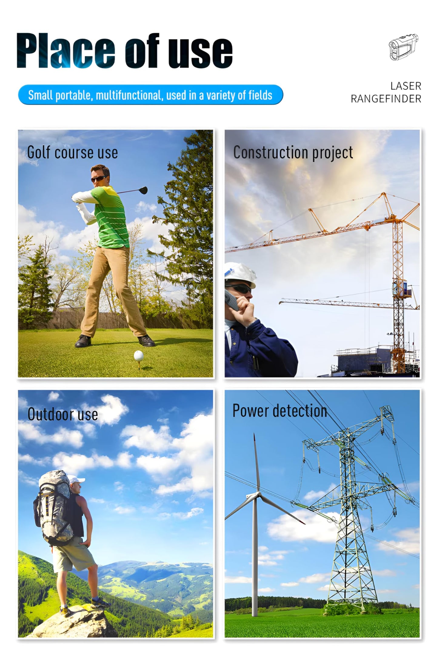 XPR3SS 1000M (1094 Yards) 6X Optical Lens Rangefinder Laser Distance Meter for Golf Slope Hunting Survey Travel Sightseeing Speed Measurement Angle & Height Measurement