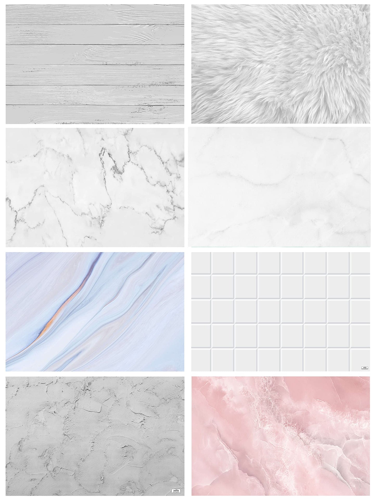 Premium Flatlay Tabletop Photography Backdrop Background, Double Sided Waterproof Paper for Food, Small Product Professional Photo Shoot (56x90cm, Pack of 4) 8 Designs (November)