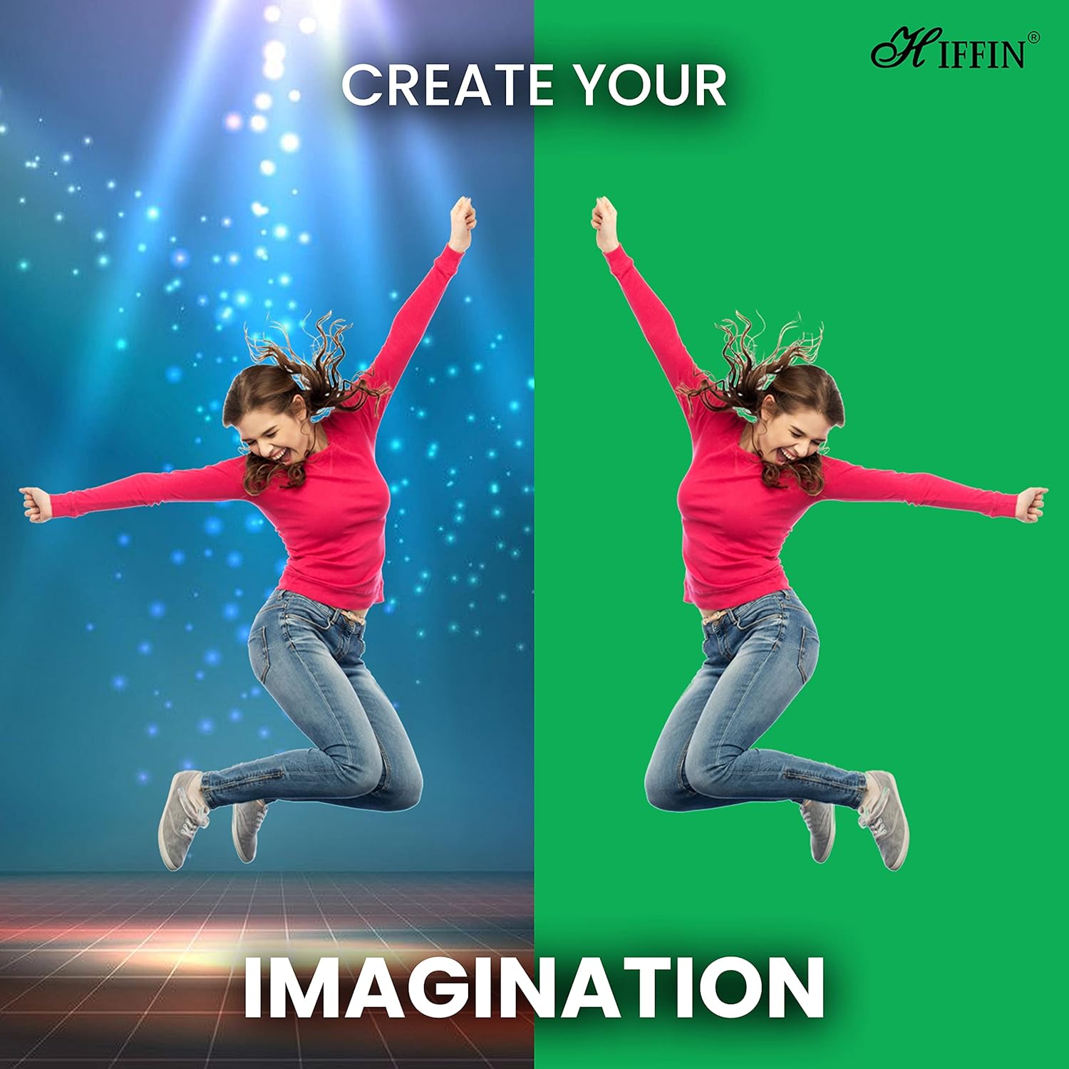 HIFFIN® Green Screen Backdrop with Stand, 8FT X 12FT Wide Green Screen Backdrop with 9 FT x 9 FT Wide Photo Backdrop Stand, Photo Backdrop Stand Kit Include Carry Bag