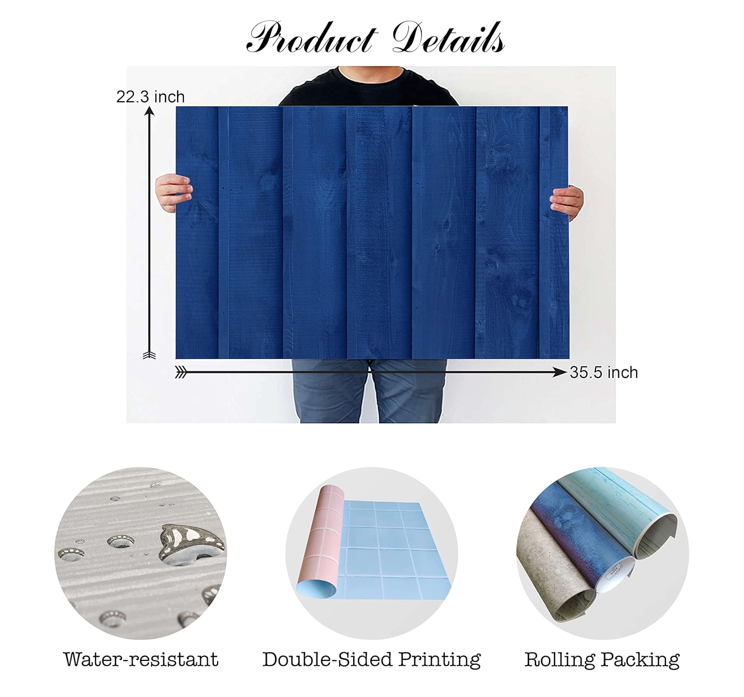 Premium Flatlay Tabletop Photography Backdrop Background, Double Sided Waterproof Paper for Food, Small Product Professional Photo Shoot (56x90cm, Pack of 4) 8 Designs (November)