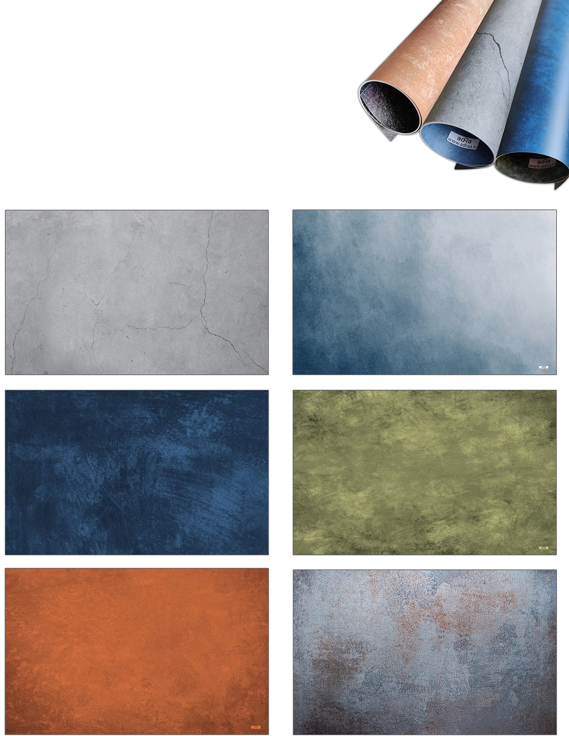 Premium Flatlay Tabletop Photography Backdrop Background, Double Sided Waterproof Paper for Food, Small Product Professional Photo Shoot (56x90cm, Pack of 4) 8 Designs (November)