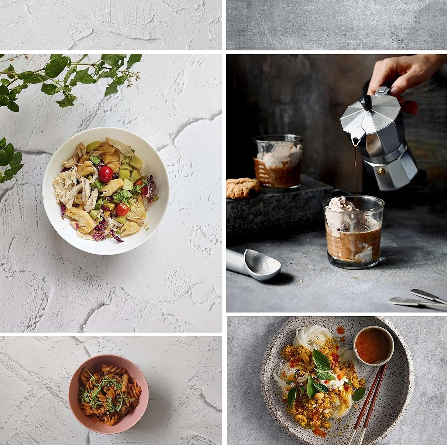 Premium Flatlay Tabletop Photography Backdrop Background, Double Sided Waterproof Paper for Food, Small Product Professional Photo Shoot (56x90cm, Pack of 4) 8 Designs (November)