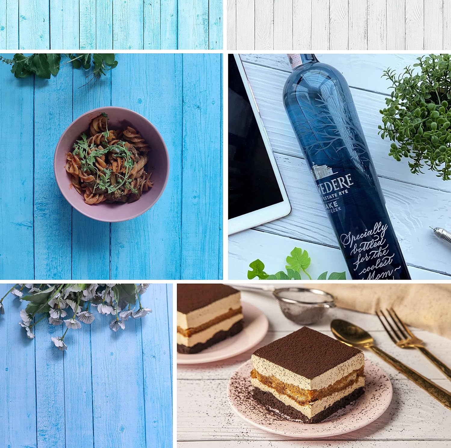 Premium Flatlay Tabletop Photography Backdrop Background, Double Sided Waterproof Paper for Food, Small Product Professional Photo Shoot (56x90cm, Pack of 4) 8 Designs (November)