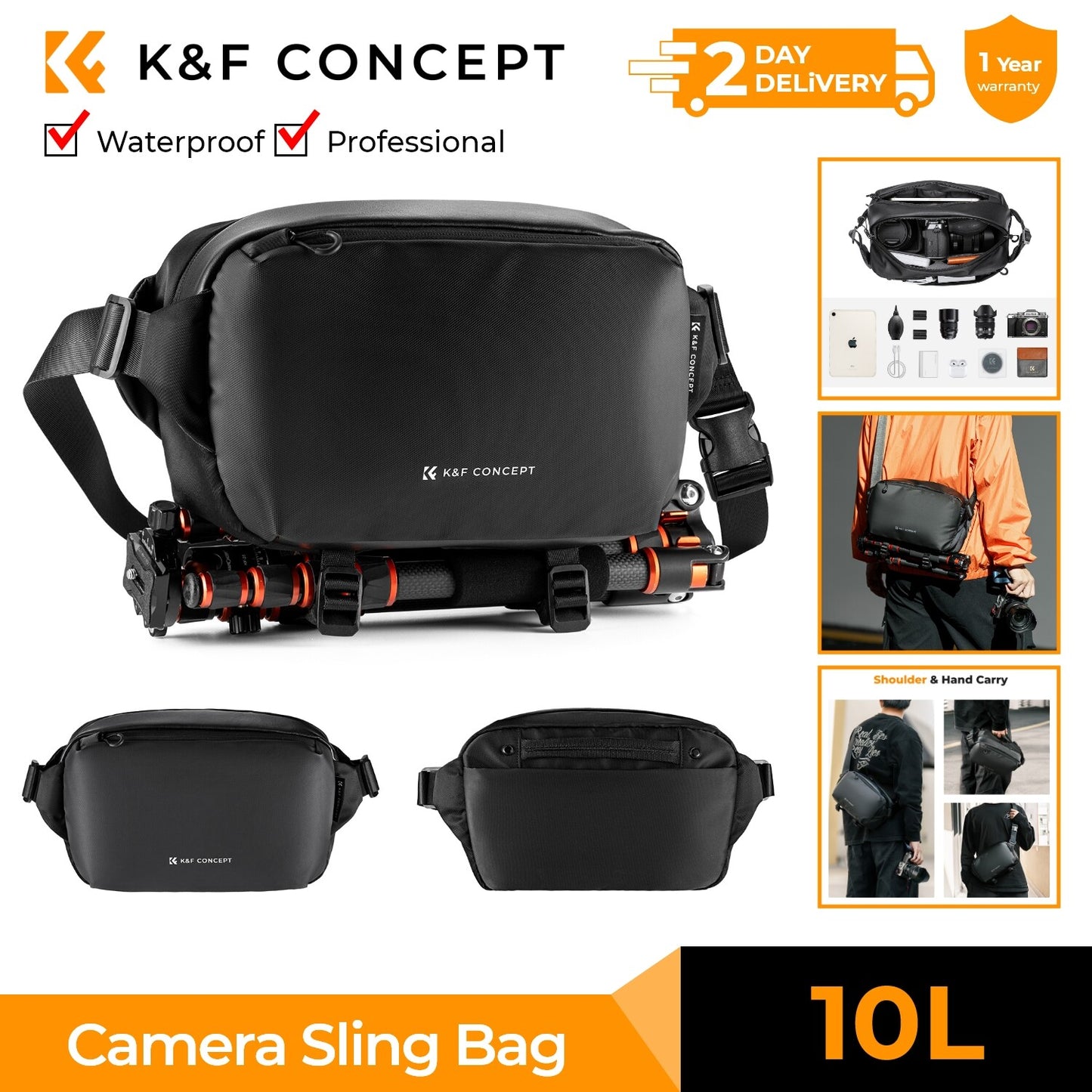 K&F Concept Sling Bag Alpha Camera Photography Shoulder Bag DSLR for Men Women