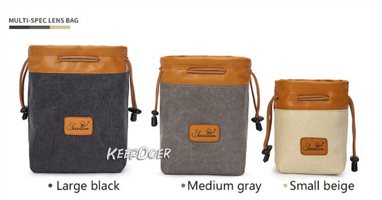 Canvas DSLR Camera Bag Draw String Pouch Insert For Canon Nikon Sony Fuji Leica