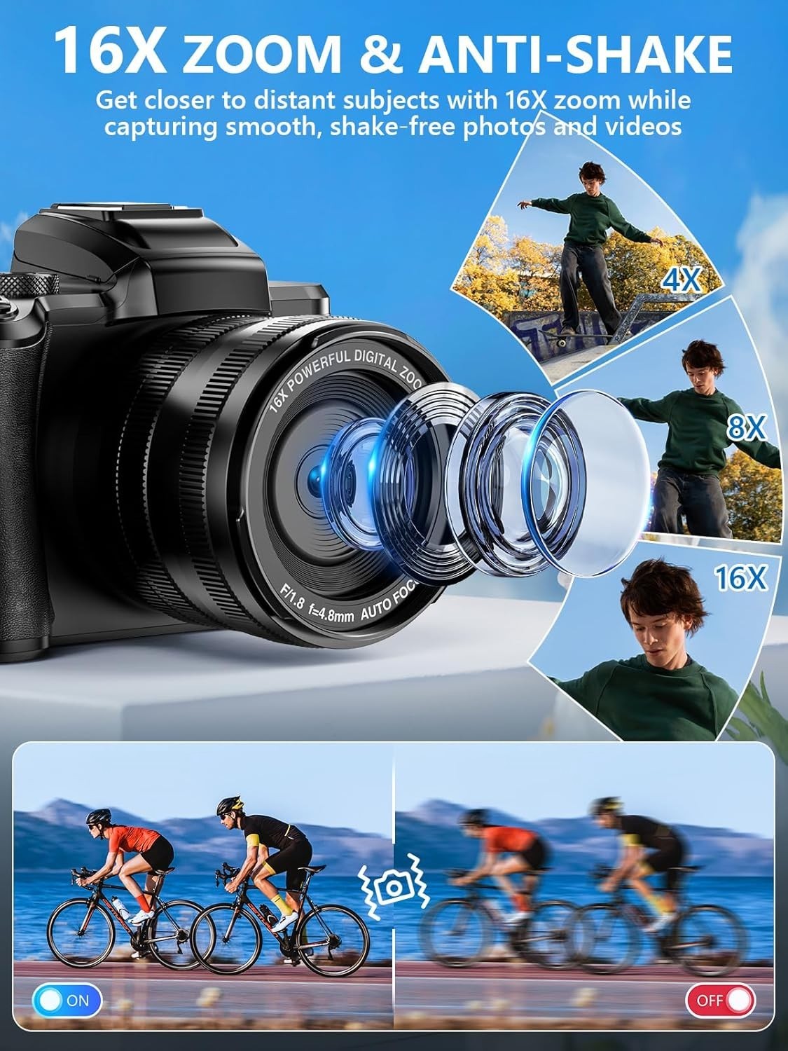 8K Digital Camera, 88MP WiFi Cameras for Photography with 3.2" Touchscreen