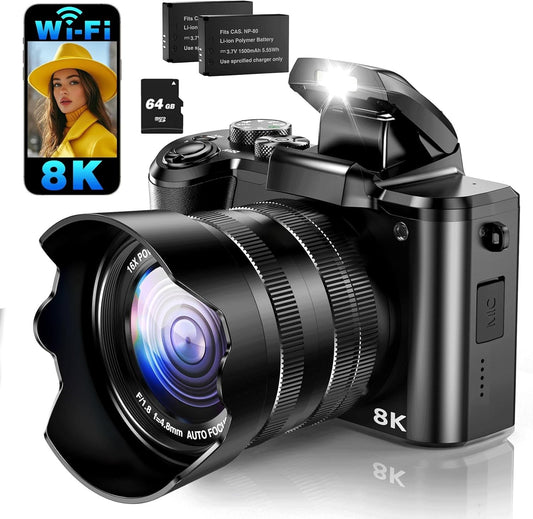 8K Digital Camera, 88MP WiFi Cameras for Photography with 3.2" Touchscreen