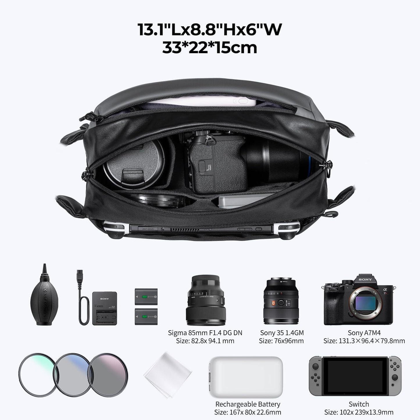 K&F Concept Sling Bag Alpha Camera Photography Shoulder Bag DSLR for Men Women