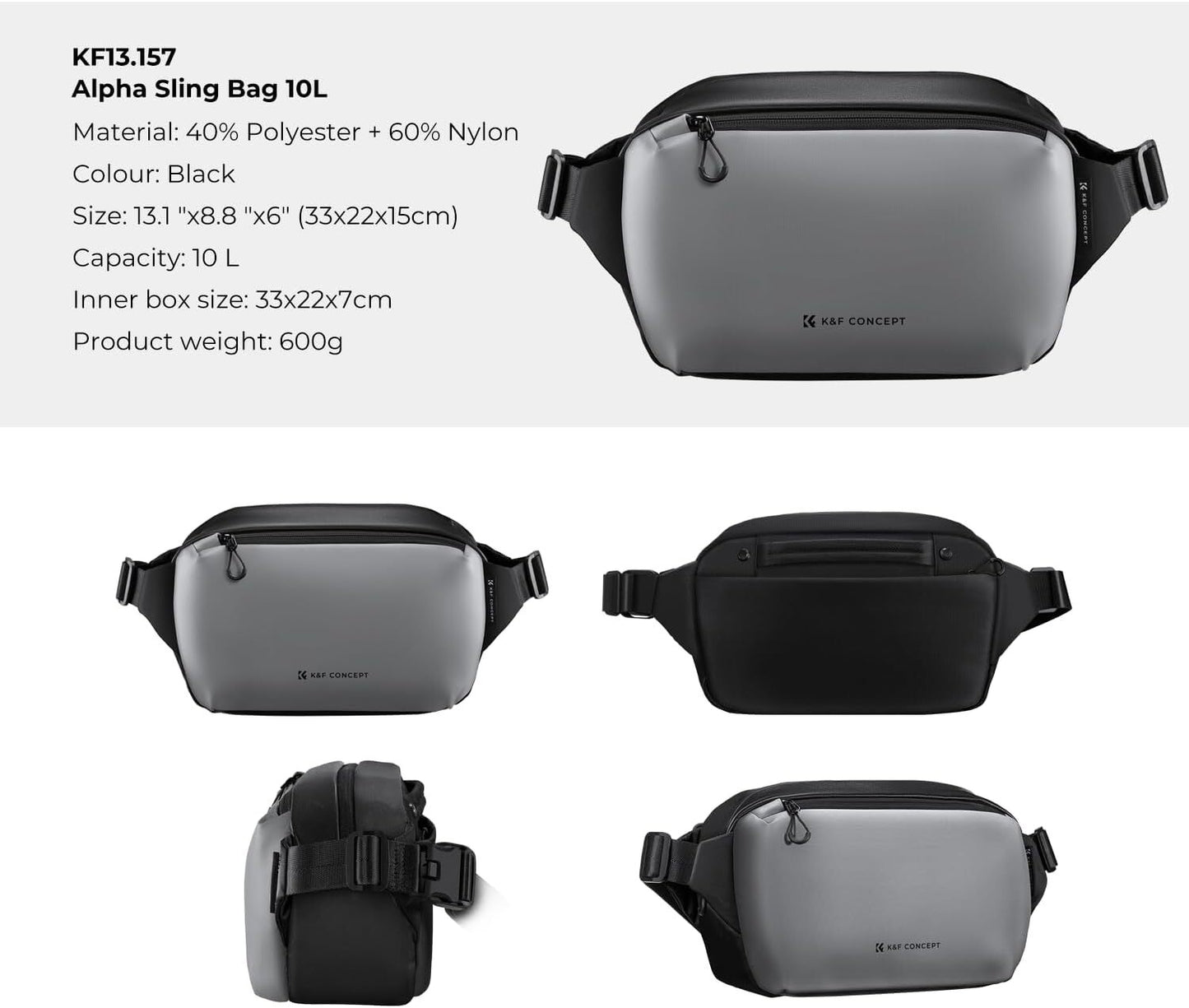 K&F Concept Sling Bag Alpha Camera Photography Shoulder Bag DSLR for Men Women