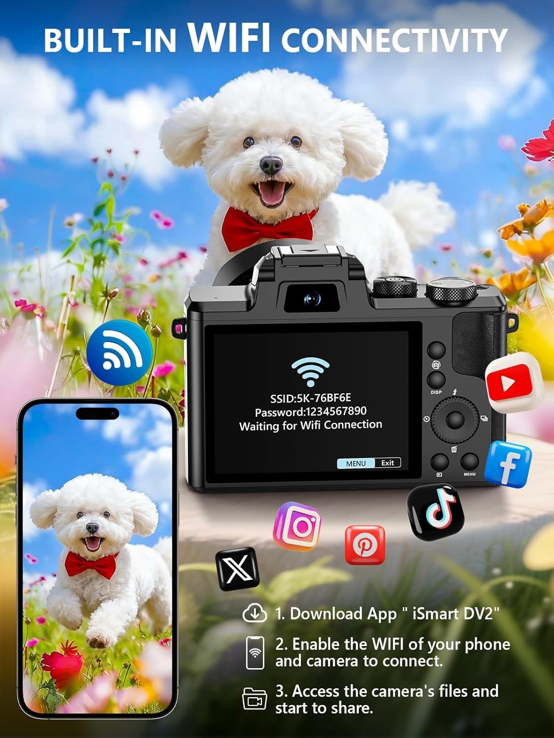 8K Digital Camera, 88MP WiFi Cameras for Photography with 3.2" Touchscreen