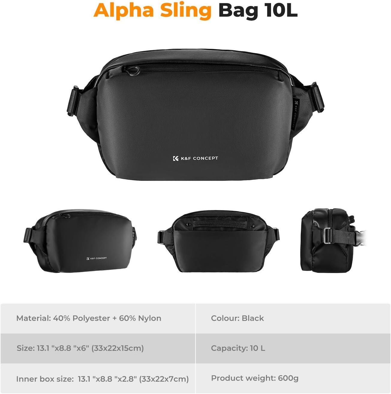 K&F Concept Sling Bag Alpha Camera Photography Shoulder Bag DSLR for Men Women